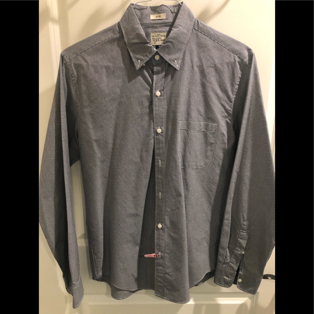 J.Crew navy small gingham print shirt